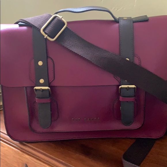 Ted Baker Handbags - Sale Ends Midnight‼️ Ted Baker Purple & Dark Brown Laptop Satchel
